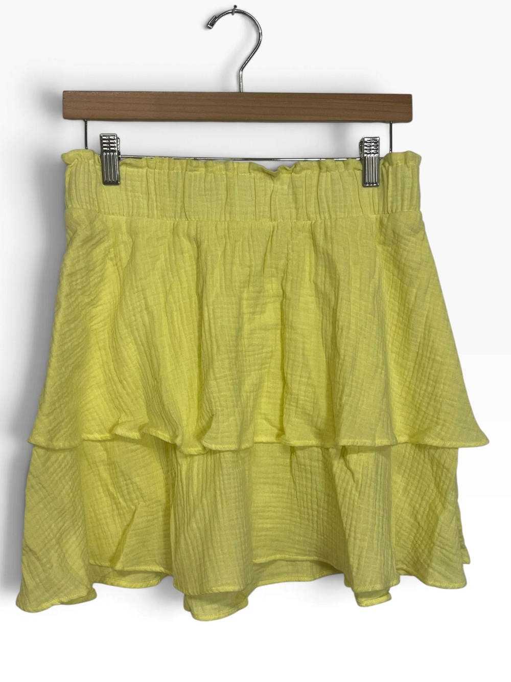 Show Me Your Mumu | Women’s Aiden Mini Skirt Tiered Yellow Medium